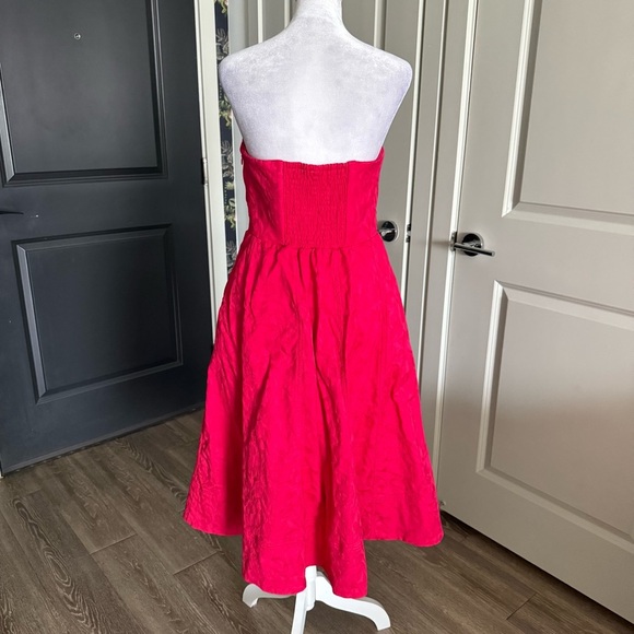 Anthropologie Pink Brocade Sweetheart Strapless A-line Midi Dress Size 10 - Picture 5 of 10